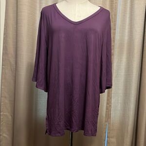 Purple 3/4 Sleeve Relaxed Tunic Womens XL